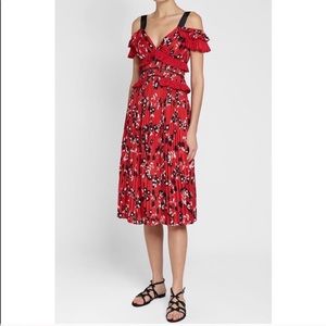 Self-Portrait Floral Ruffle Cold Shoulder Dress